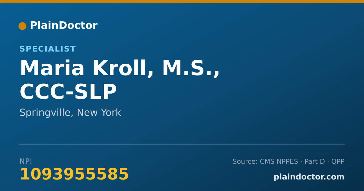 Shareable card for Maria Kroll, M.S., CCC-SLP - Specialist, Springville, NY