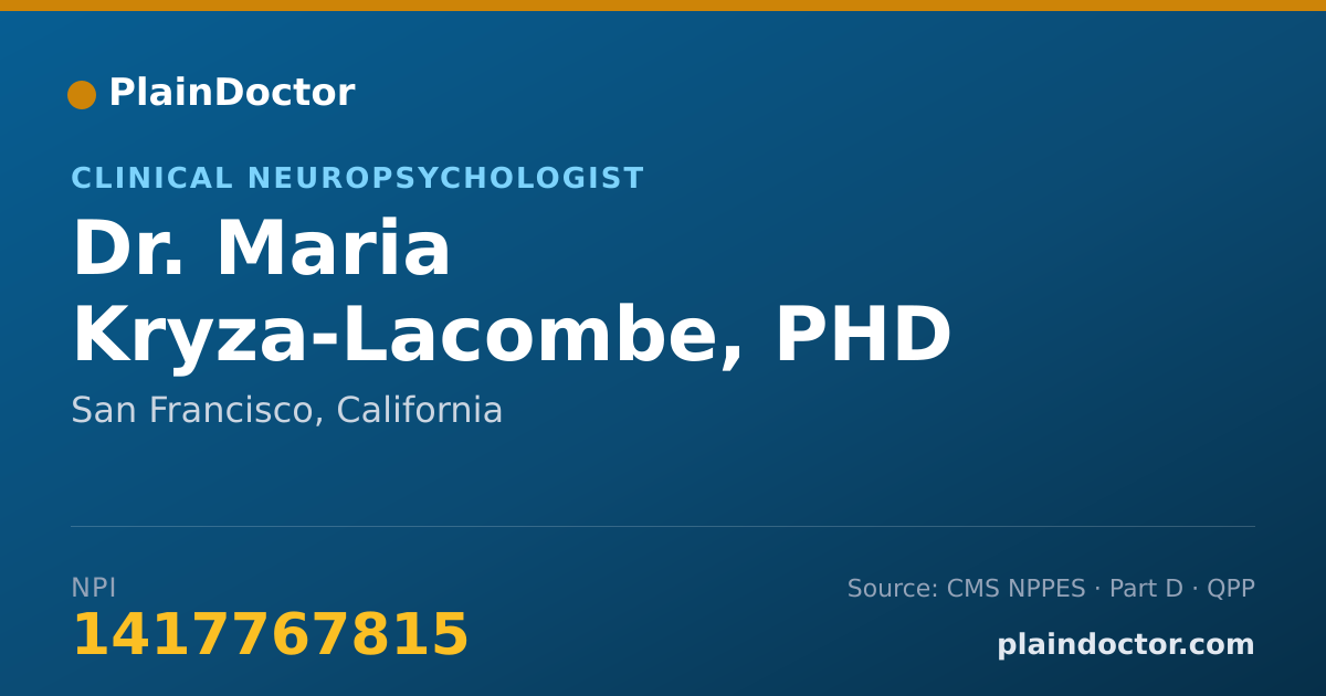 Shareable card for Maria Kryza-Lacombe, PHD - Clinical Neuropsychologist, San Francisco, CA