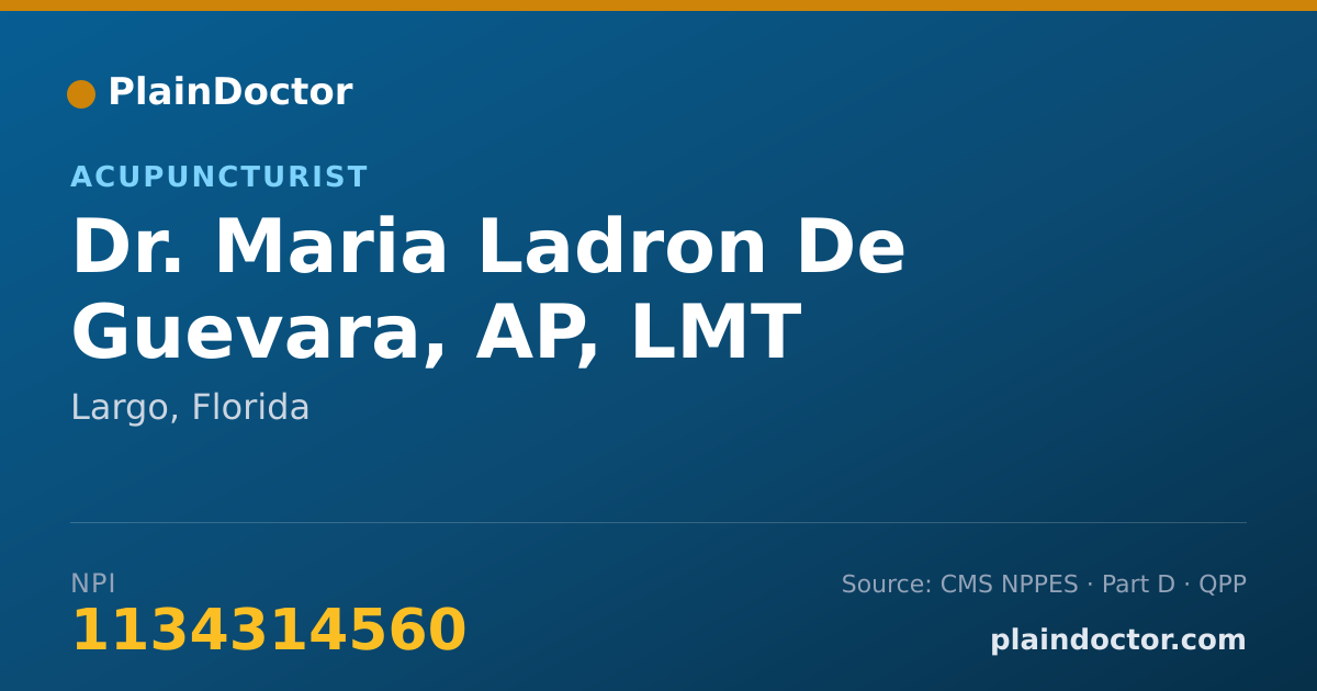 Shareable card for Maria Ladron De Guevara, AP, LMT - Acupuncturist, Largo, FL