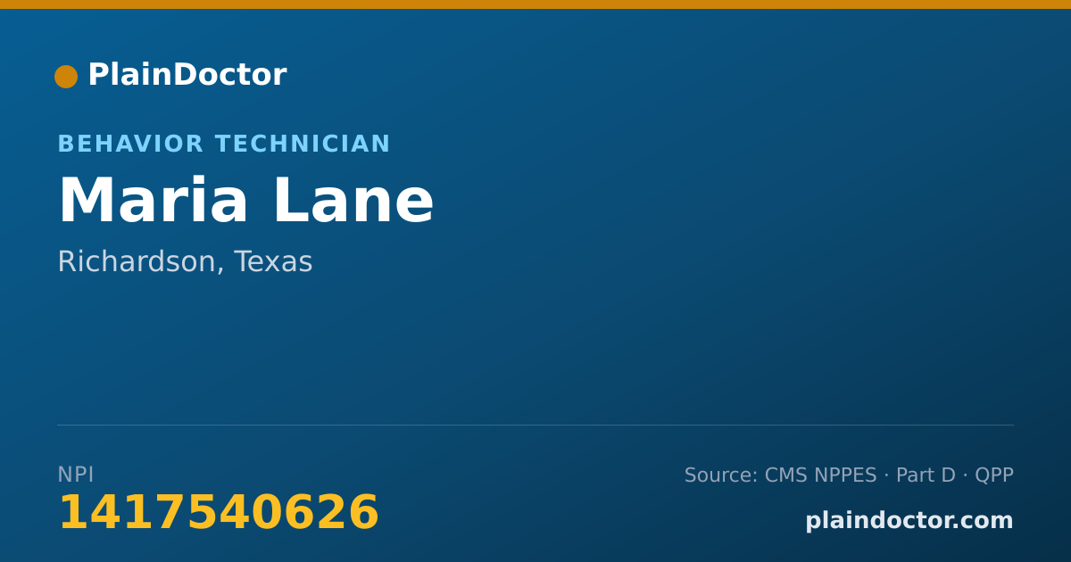 Shareable card for Maria Lane - Behavior Technician, Richardson, TX