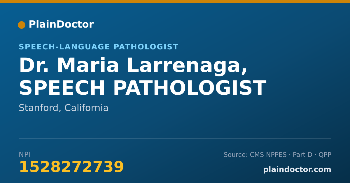 Shareable card for Maria Larrenaga, SPEECH PATHOLOGIST - Speech-Language Pathologist, Stanford, CA