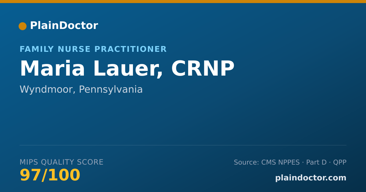 Shareable card for Maria Lauer, CRNP - Family Nurse Practitioner, Wyndmoor, PA