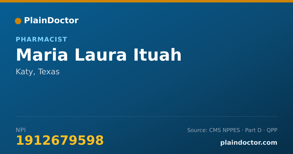 Shareable card for Maria Laura Ituah - Pharmacist, Katy, TX