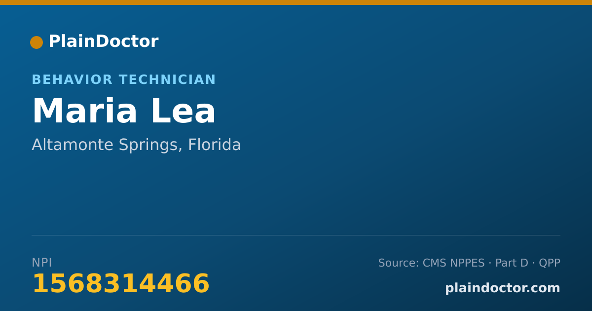 Shareable card for Maria Lea - Behavior Technician, Altamonte Springs, FL