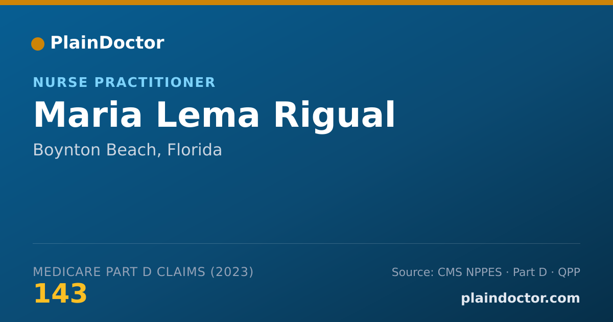 Shareable card for Maria Lema Rigual - Nurse Practitioner, Boynton Beach, FL