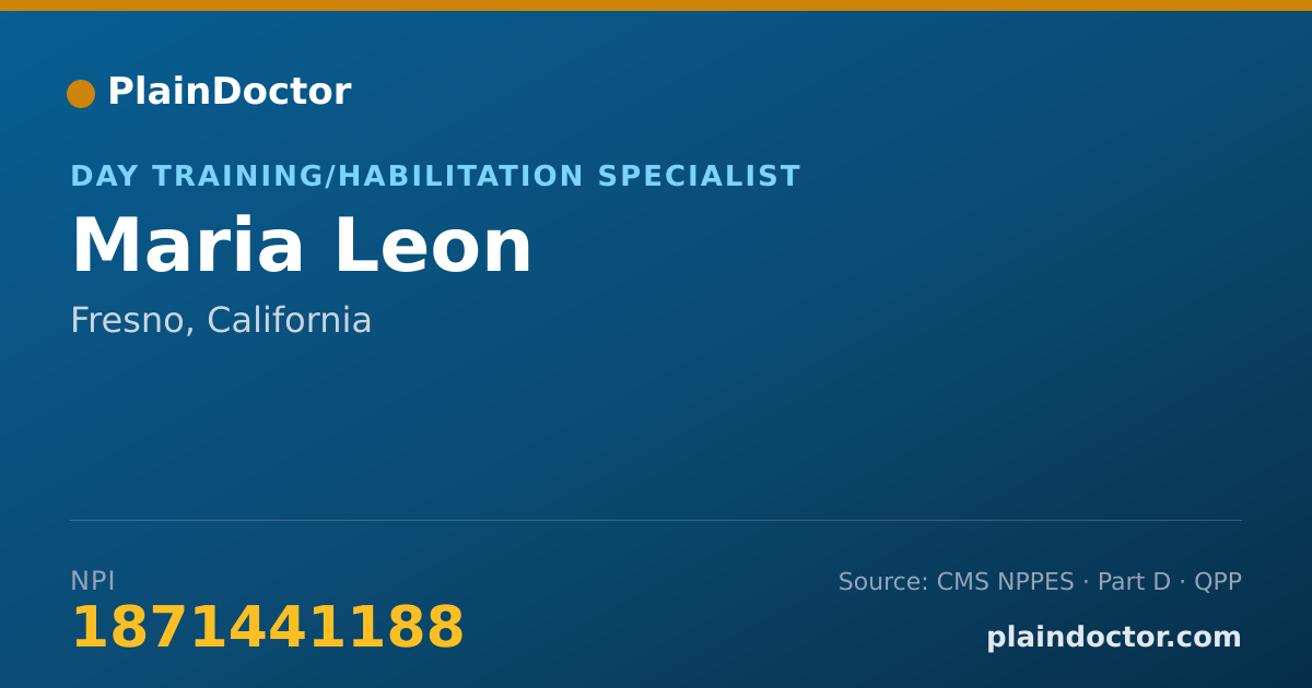 Shareable card for Maria Leon - Day Training/Habilitation Specialist, Fresno, CA
