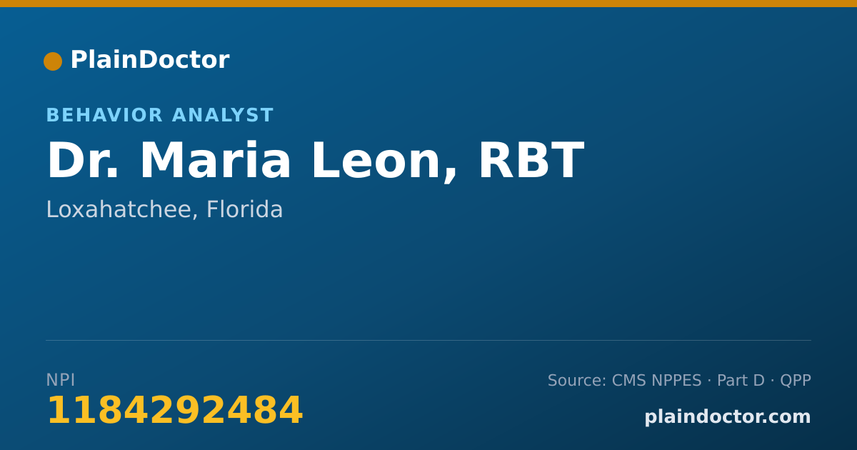 Shareable card for Maria Leon, RBT - Behavior Analyst, Loxahatchee, FL