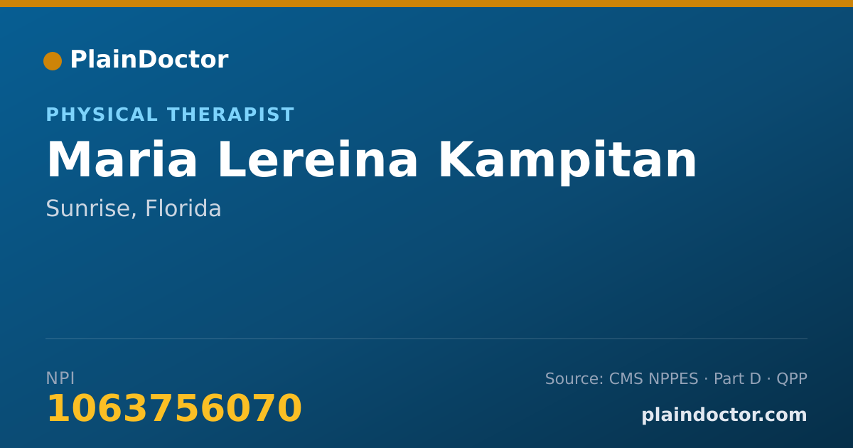 Shareable card for Maria Lereina Kampitan - Physical Therapist, Sunrise, FL