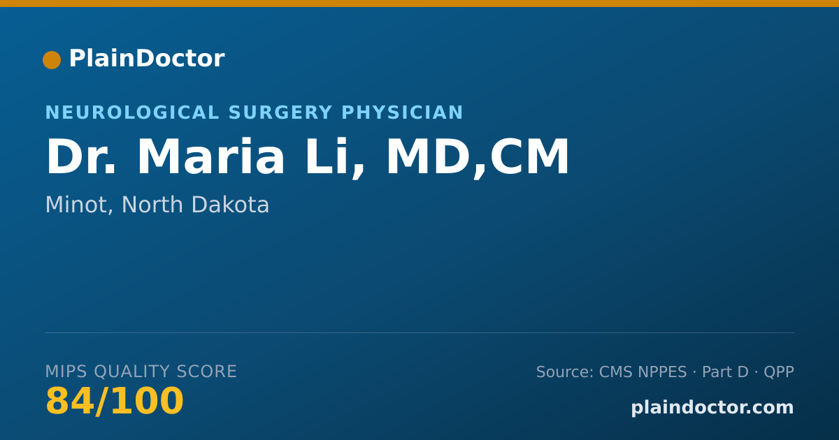 Shareable card for Maria Li, MD,CM - Neurological Surgery Physician, Minot, ND