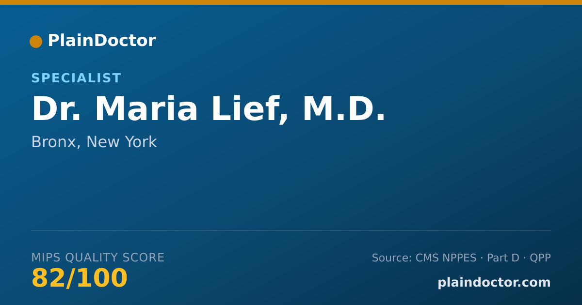Shareable card for Maria Lief, M.D. - Specialist, Bronx, NY