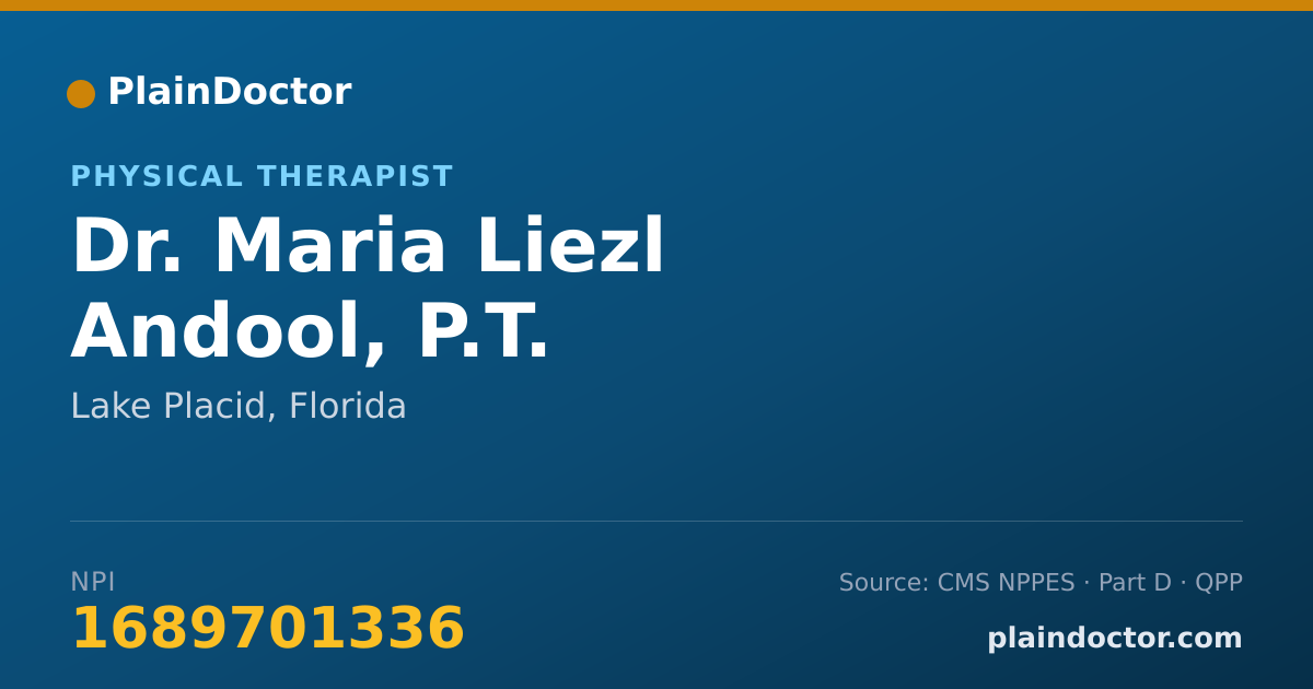Shareable card for Maria Liezl Andool, P.T. - Physical Therapist, Lake Placid, FL