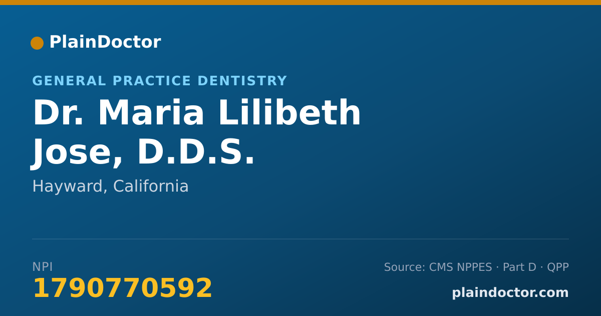 Shareable card for Maria Lilibeth Jose, D.D.S. - General Practice Dentistry, Hayward, CA