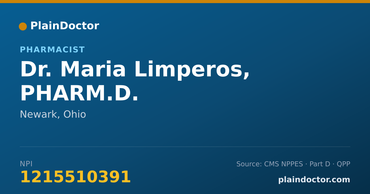 Shareable card for Maria Limperos, PHARM.D. - Pharmacist, Newark, OH
