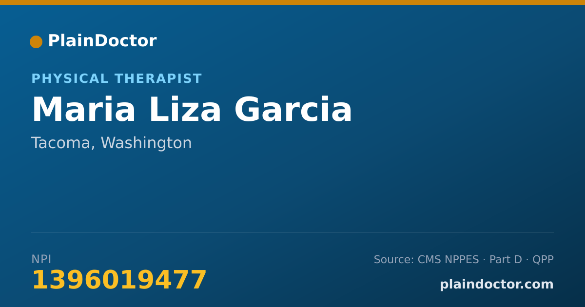 Shareable card for Maria Liza Garcia - Physical Therapist, Tacoma, WA