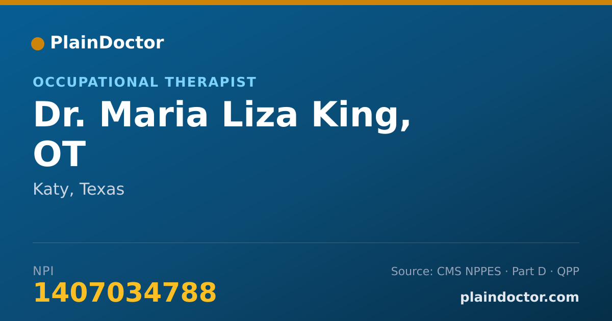Shareable card for Maria Liza King, OT - Occupational Therapist, Katy, TX