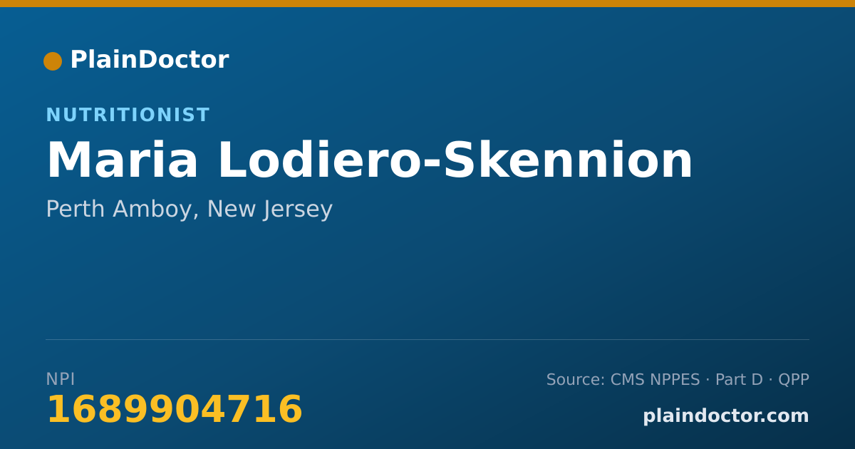 Shareable card for Maria Lodiero-Skennion - Nutritionist, Perth Amboy, NJ