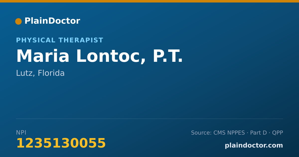 Shareable card for Maria Lontoc, P.T. - Physical Therapist, Lutz, FL