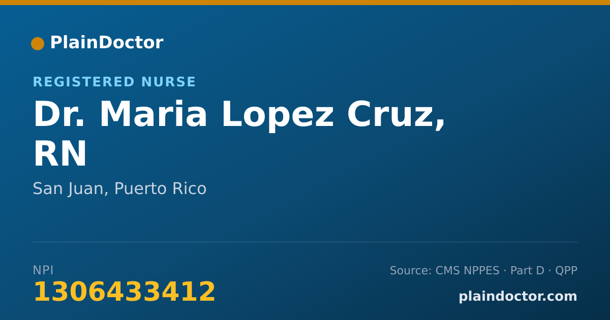Shareable card for Maria Lopez Cruz, RN - Registered Nurse, San Juan, PR