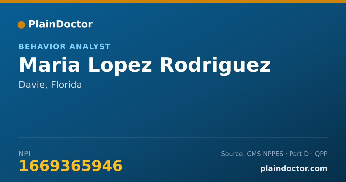 Shareable card for Maria Lopez Rodriguez - Behavior Analyst, Davie, FL