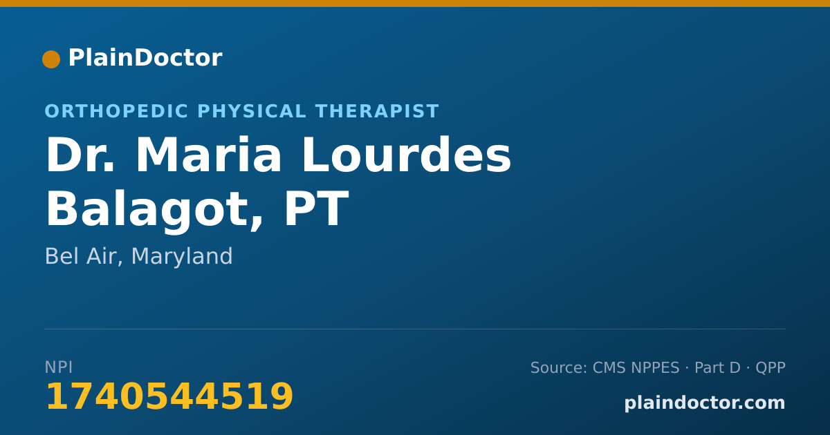Shareable card for Maria Lourdes Balagot, PT - Orthopedic Physical Therapist, Bel Air, MD
