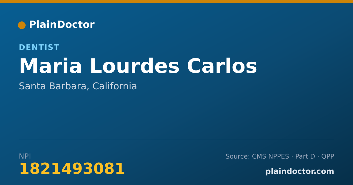 Shareable card for Maria Lourdes Carlos - Dentist, Santa Barbara, CA
