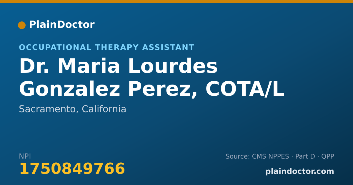Shareable card for Maria Lourdes Gonzalez Perez, COTA/L - Occupational Therapy Assistant, Sacramento, CA
