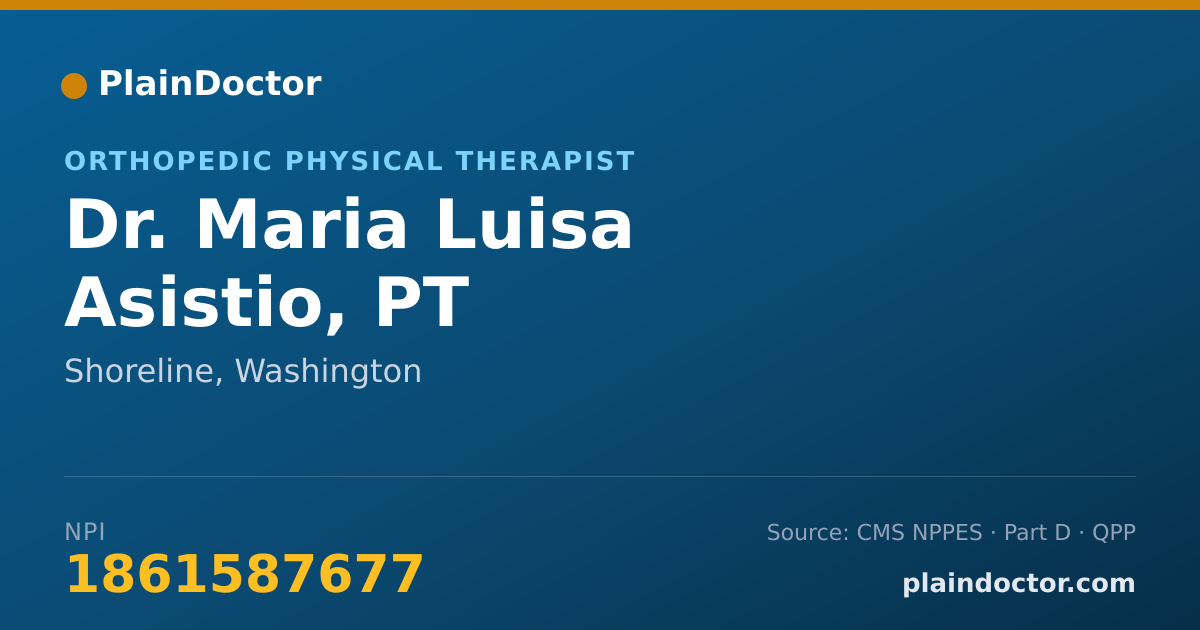 Shareable card for Maria Luisa Asistio, PT - Orthopedic Physical Therapist, Shoreline, WA