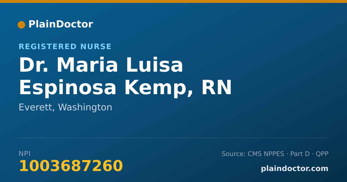 Shareable card for Maria Luisa Espinosa Kemp, RN - Registered Nurse, Everett, WA