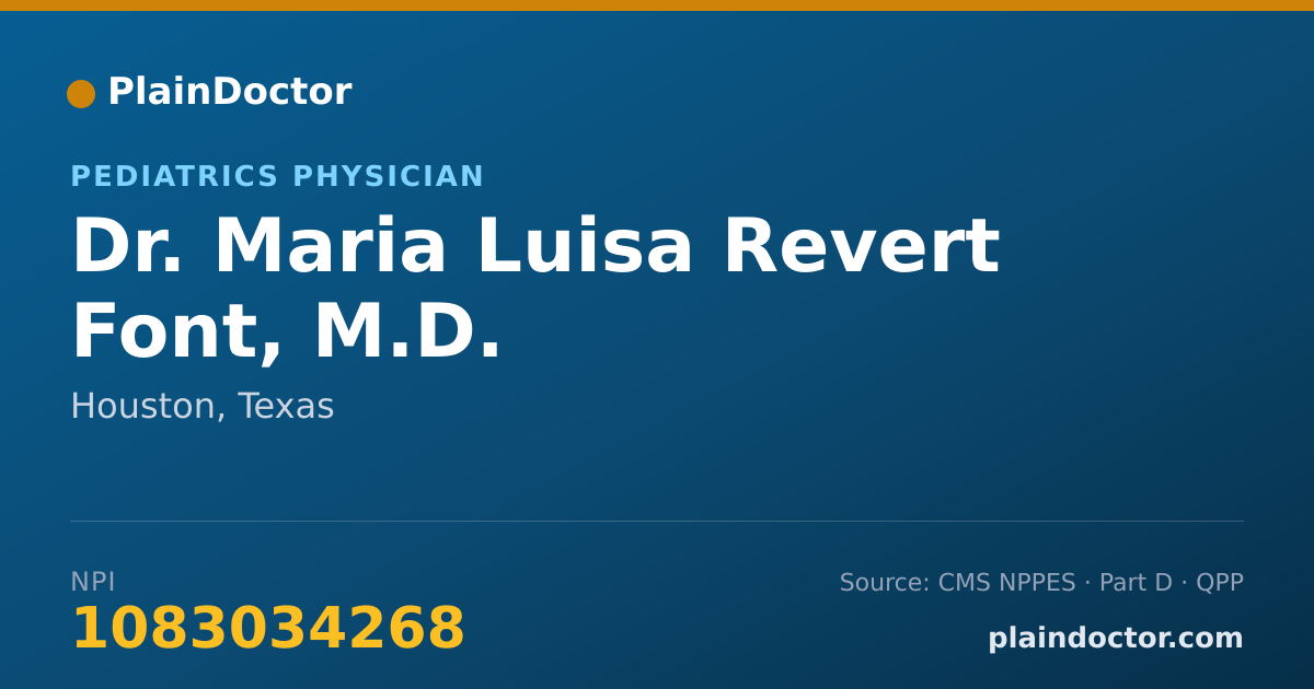 Shareable card for Maria Luisa Revert Font, M.D. - Pediatrics Physician, Houston, TX