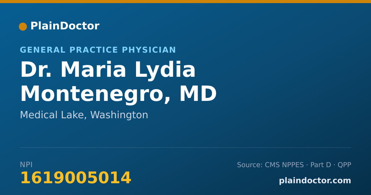 Shareable card for Maria Lydia Montenegro, MD - General Practice Physician, Medical Lake, WA