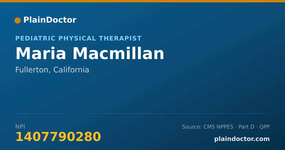Shareable card for Maria Macmillan - Pediatric Physical Therapist, Fullerton, CA