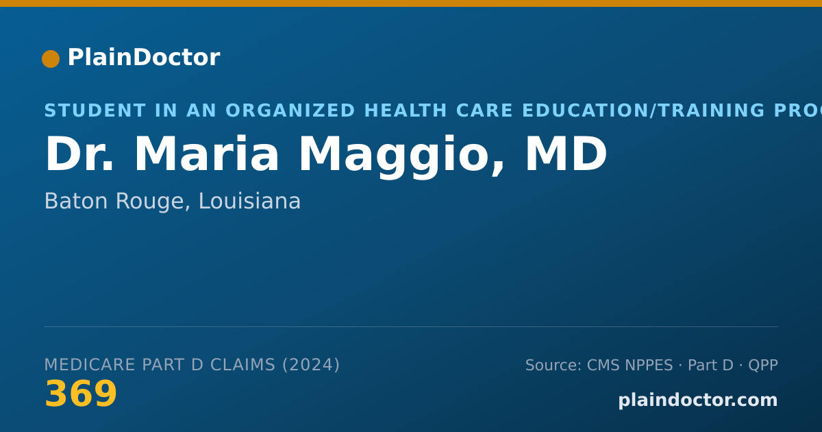 Shareable card for Maria Maggio, MD - Student in an Organized Health Care Education/Training Program, Baton Rouge, LA