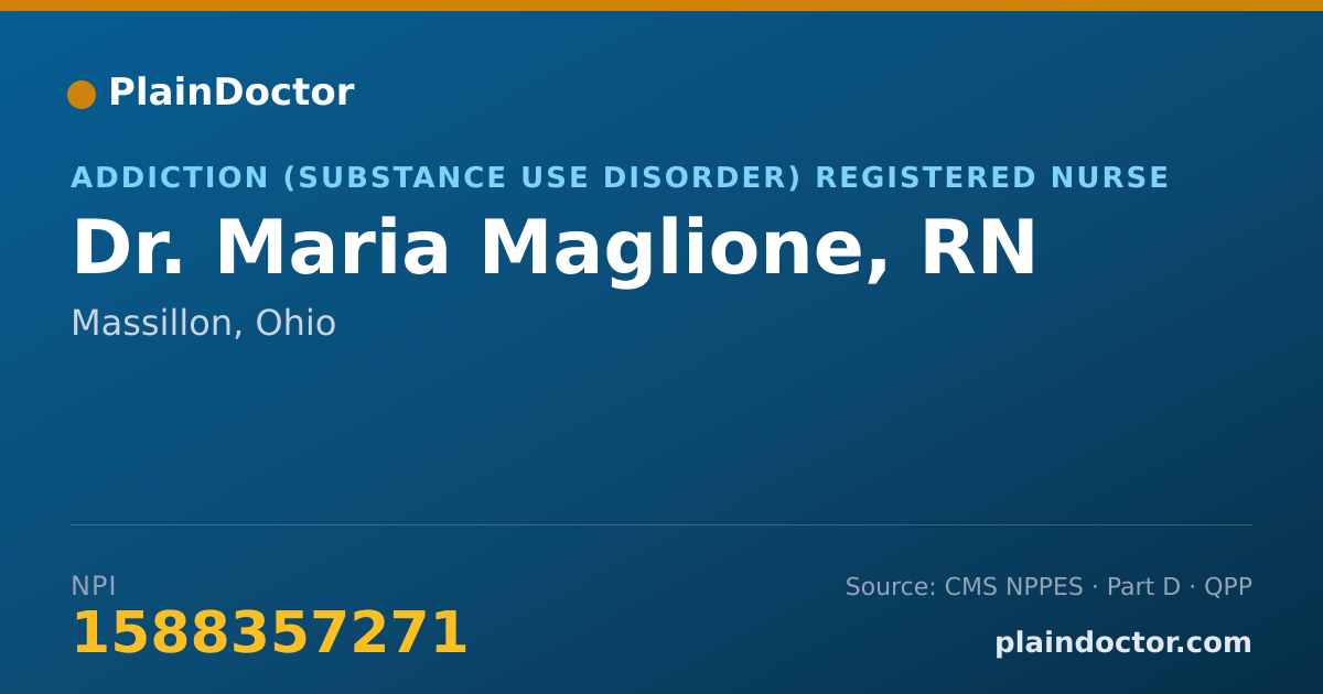 Shareable card for Maria Maglione, RN - Addiction (Substance Use Disorder) Registered Nurse, Massillon, OH