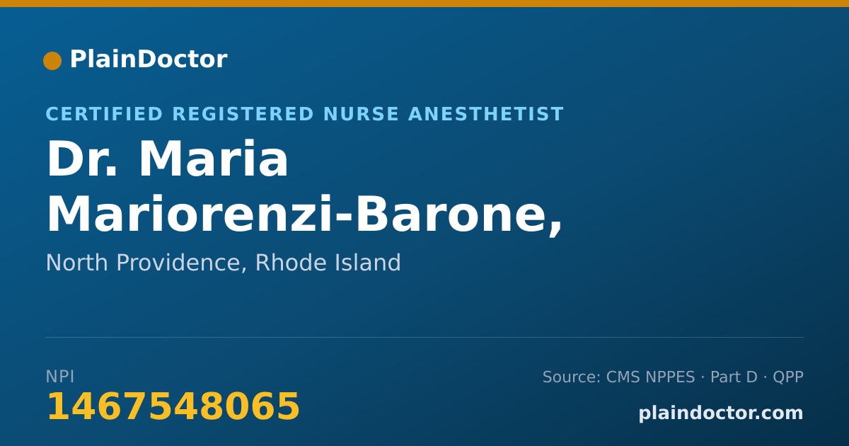 Shareable card for Maria Mariorenzi-Barone, C.R.N.A. - Certified Registered Nurse Anesthetist, North Providence, RI