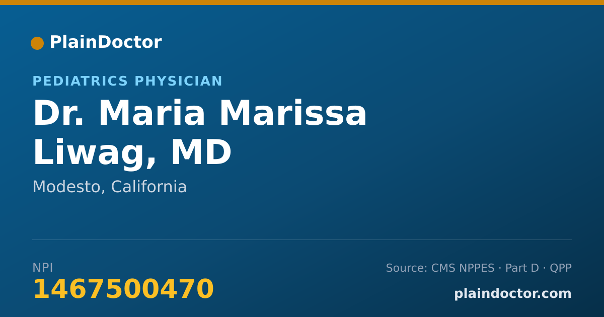 Shareable card for Maria Marissa Liwag, MD - Pediatrics Physician, Modesto, CA