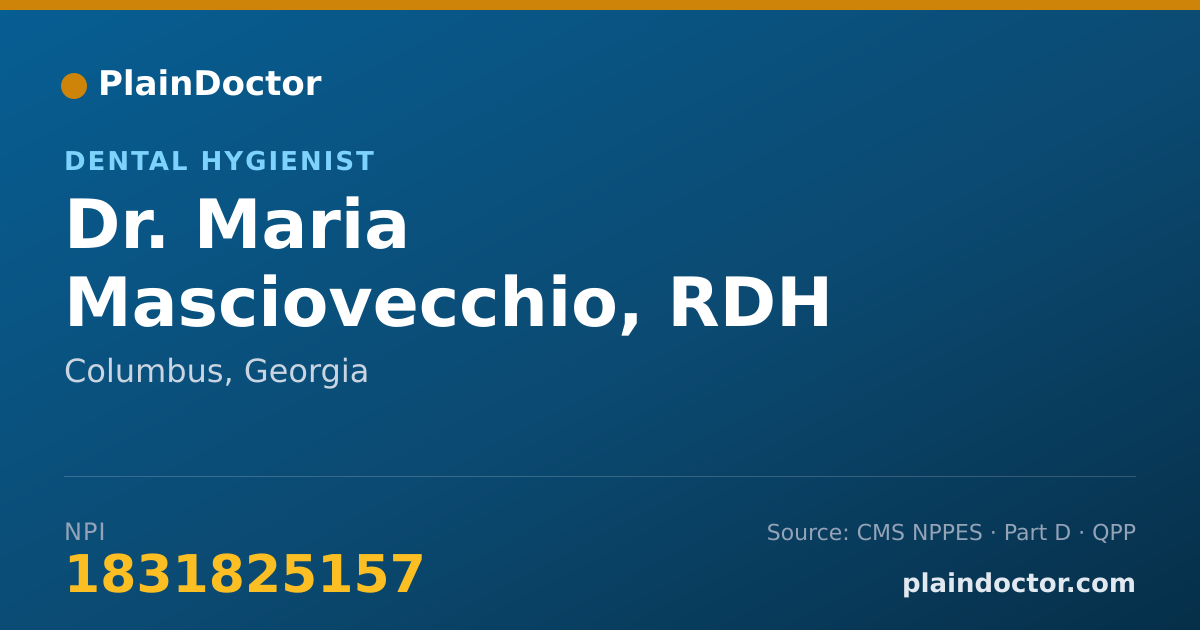 Shareable card for Maria Masciovecchio, RDH - Dental Hygienist, Columbus, GA