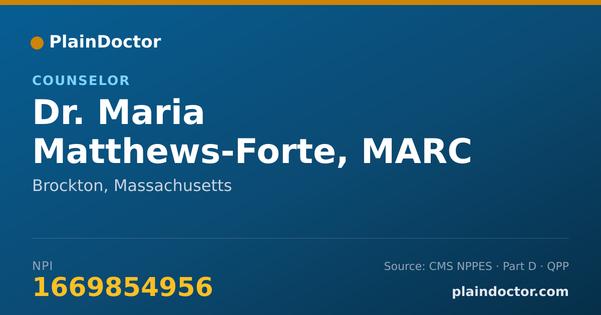 Shareable card for Maria Matthews-Forte, MARC - Counselor, Brockton, MA