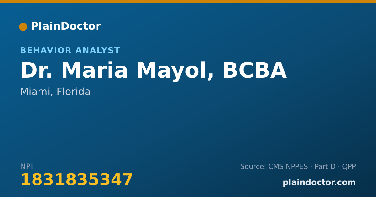 Shareable card for Maria Mayol, BCBA - Behavior Analyst, Miami, FL