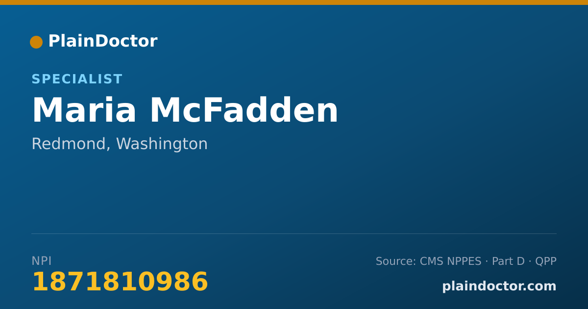 Shareable card for Maria McFadden - Specialist, Redmond, WA