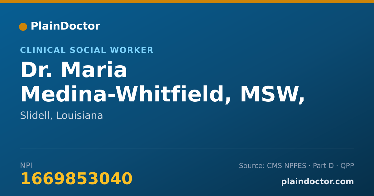 Shareable card for Maria Medina-Whitfield, MSW, LCSW - Clinical Social Worker, Slidell, LA