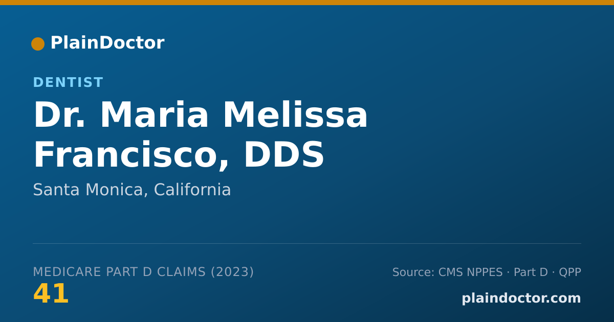 Shareable card for Maria Melissa Francisco, DDS - Dentist, Santa Monica, CA