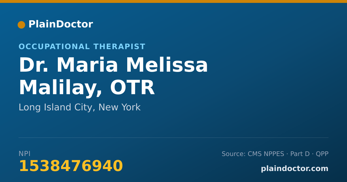 Shareable card for Maria Melissa Malilay, OTR - Occupational Therapist, Long Island City, NY