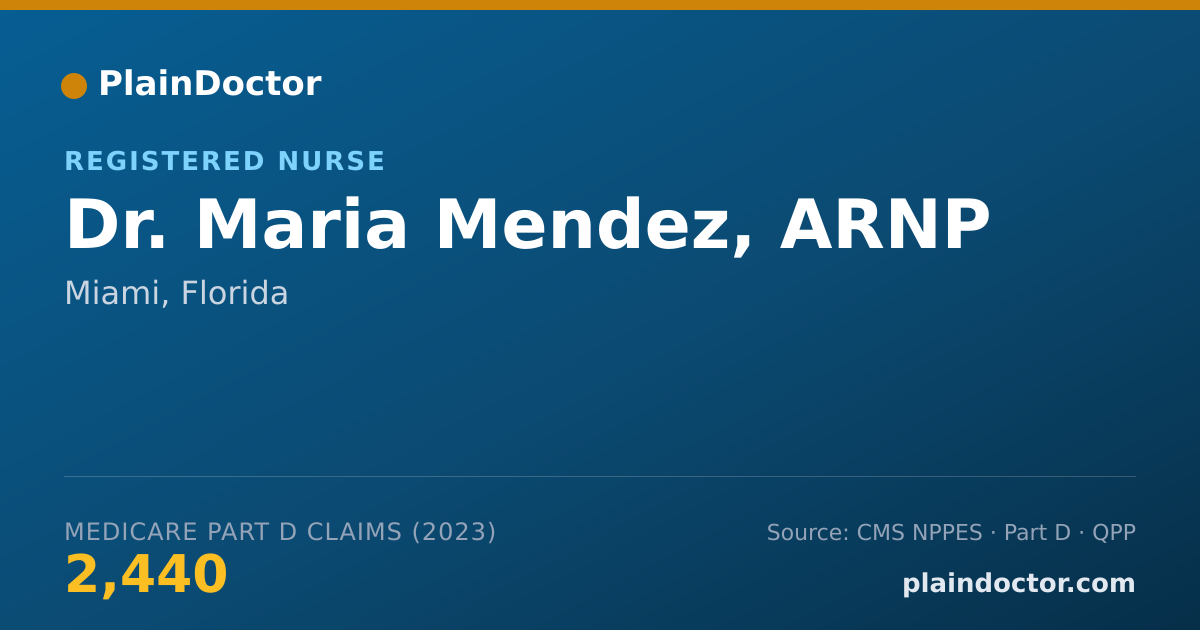 Shareable card for Maria Mendez, ARNP - Registered Nurse, Miami, FL