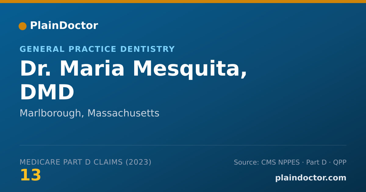 Shareable card for Maria Mesquita, DMD - General Practice Dentistry, Marlborough, MA