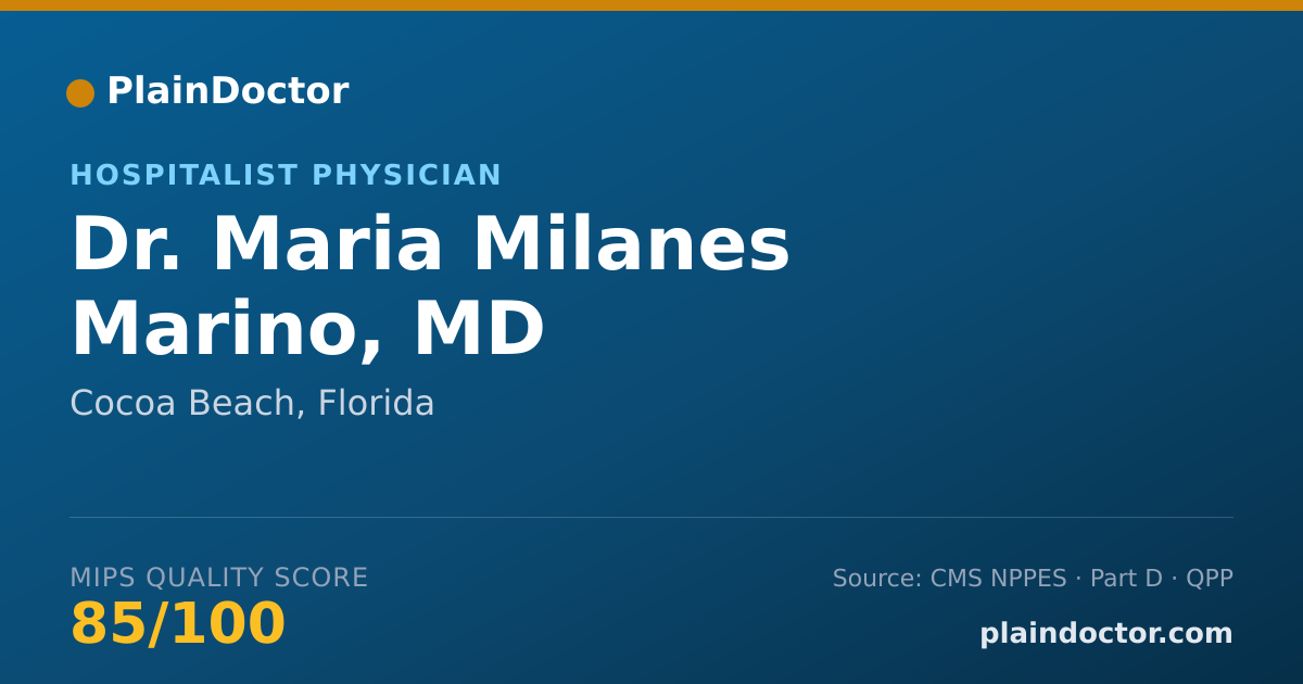 Shareable card for Maria Milanes Marino, MD - Hospitalist Physician, Cocoa Beach, FL