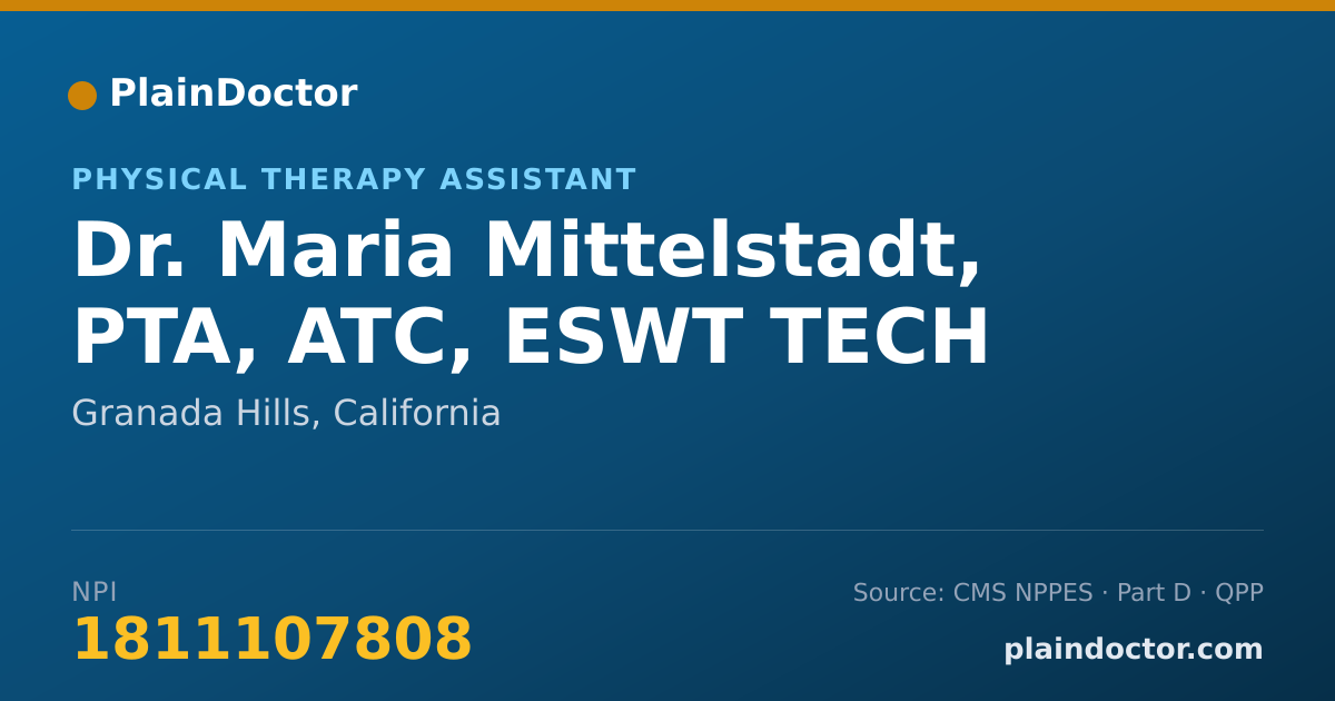 Shareable card for Maria Mittelstadt, PTA, ATC, ESWT TECH - Physical Therapy Assistant, Granada Hills, CA
