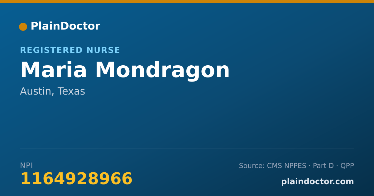 Shareable card for Maria Mondragon - Registered Nurse, Austin, TX