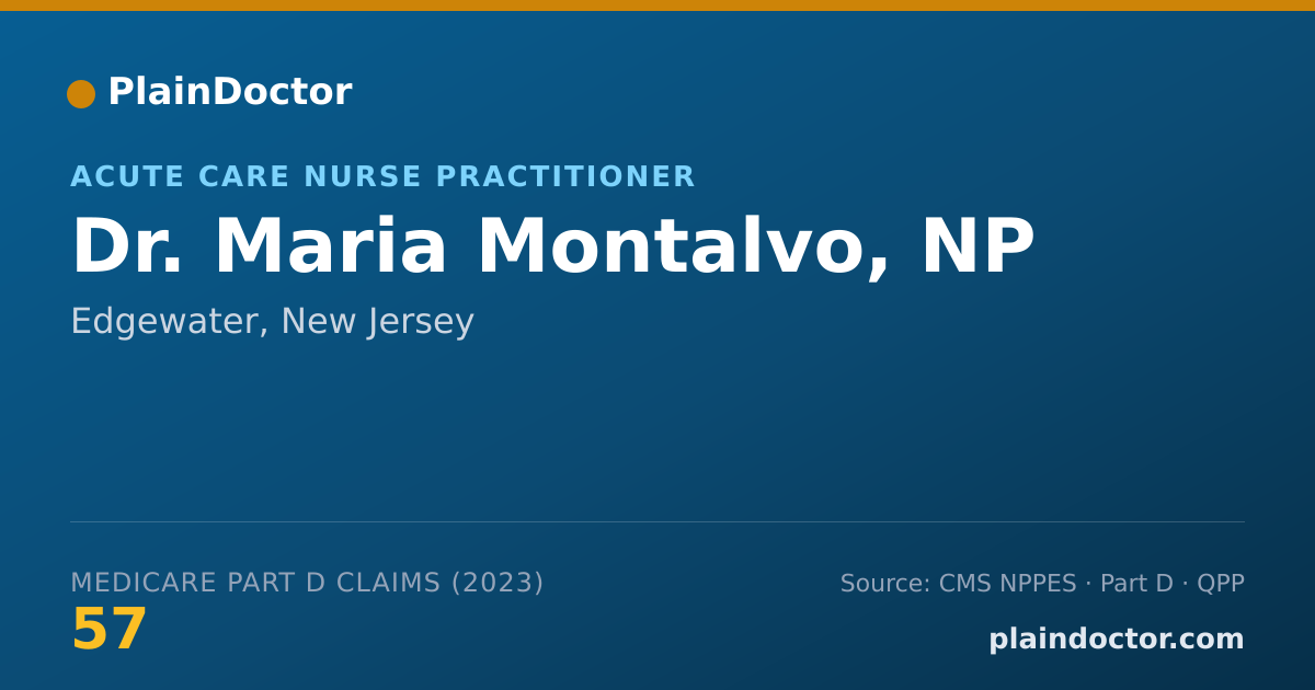 Shareable card for Maria Montalvo, NP - Acute Care Nurse Practitioner, Edgewater, NJ