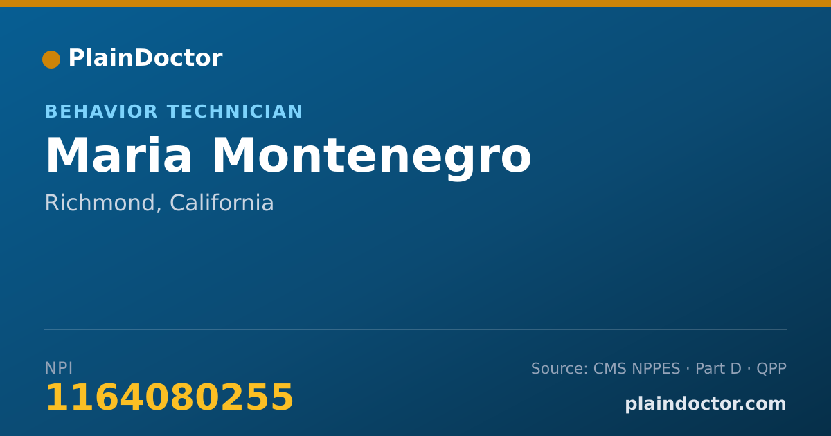 Shareable card for Maria Montenegro - Behavior Technician, Richmond, CA