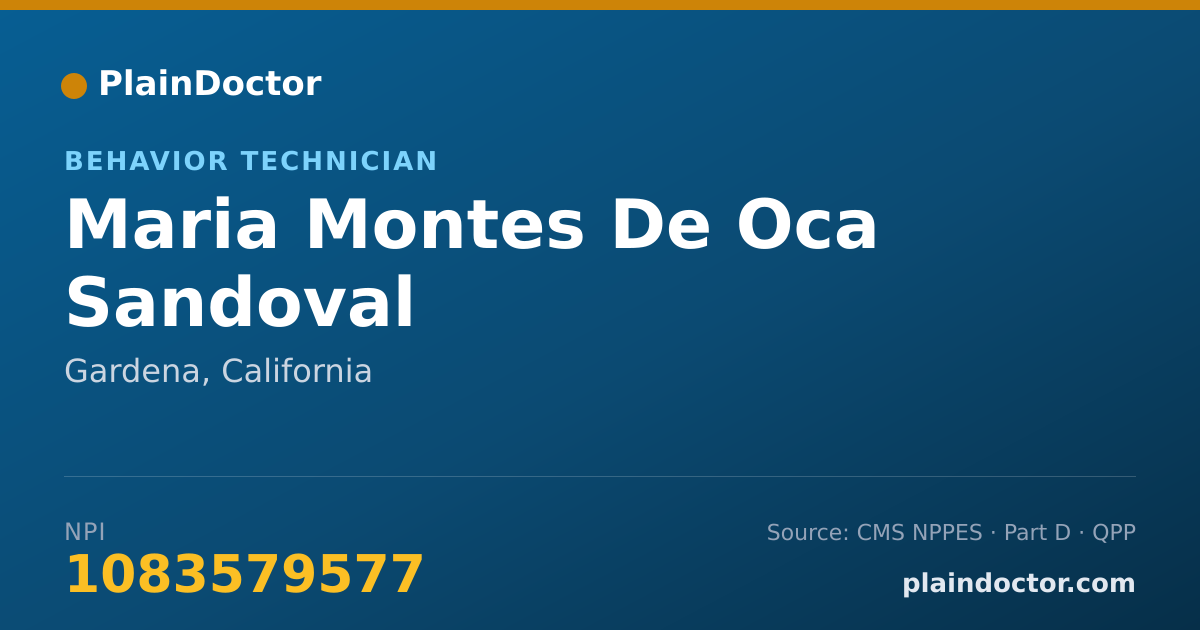Shareable card for Maria Montes De Oca Sandoval - Behavior Technician, Gardena, CA